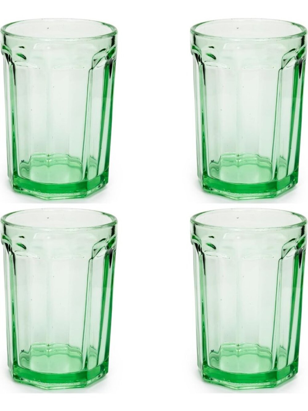 Set of 4 Clear Green Drinking Glasses | 13.5 oz Water Cups | Home & Kitchen